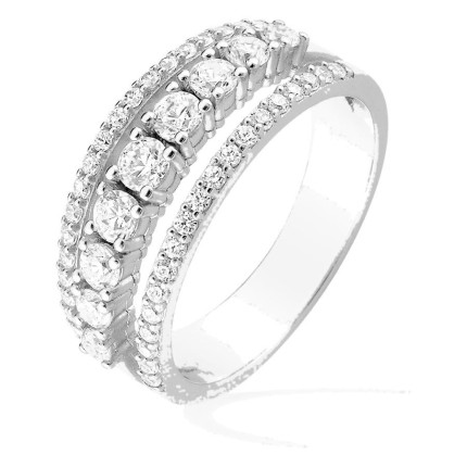 Anillo plata de ley 925 rodiada con hileras de circonitas