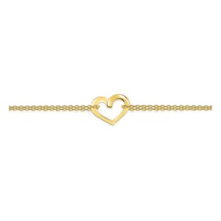 Pulsera corazón bañada en oro doble cadena
