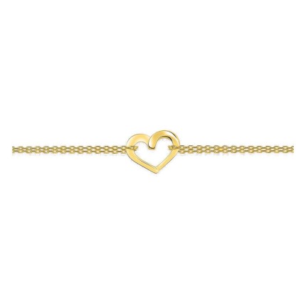 Pulsera corazón bañada en oro doble cadena