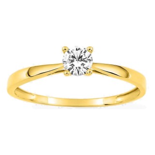 Anel ouro amarelo 750 ‰ com zircónia 0,30 ct em cravação de garras