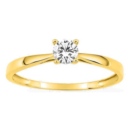 Anillo oro amarillo 750 ‰ con circonita 0,30 ct en engaste de garras