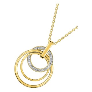 Colar motivos circulares entrelaçados banhado a ouro com zircónias