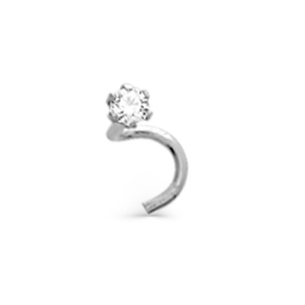 Piercing de Nariz de Oro Blanco 9K y Circonita