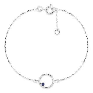 Pulseira círculo em ouro branco 9K com safira