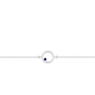 Pulsera círculo de oro blanco 9K con zafiro