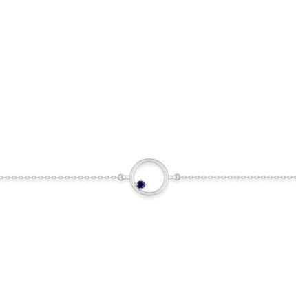 Pulseira círculo em ouro branco 9K com safira