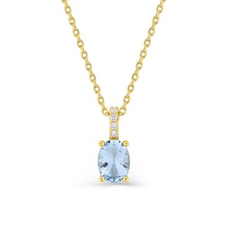 Collar chapado en oro con colgante de circonita ovalada azul cielo 8x6 mm