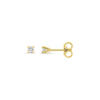 Pendientes de botón de oro amarillo 18K con diamante 0,16 ct