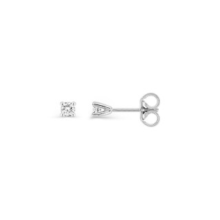 Pendientes de botón de oro blanco 18K con diamante 0,16 ct