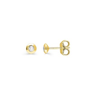 Brincos de pressão em ouro amarelo 18K com diamante 0,12 ct em cravação fechada