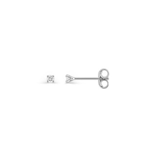 Pendientes de botón de oro blanco 18K con diamante 0,06 ct
