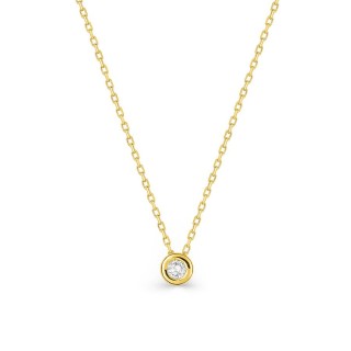 Collar de oro amarillo 18K con diamante 0,04 ct en engaste cerrado