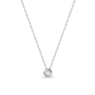 Collar de oro blanco 18K con diamante 0,04 ct en engaste cerrado