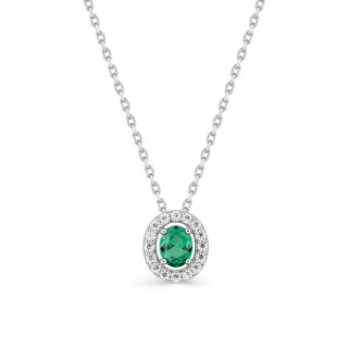 Collar de plata de ley 925 rodiada con circonita verde