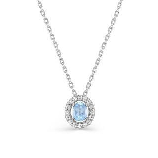 Collar de plata de ley 925 rodiada con circonita azul