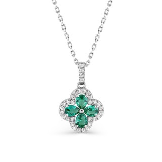 Collar flor de plata de ley 925 rodiada con circonitas verdes y blancas