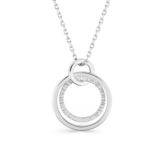 Collar de plata de ley 925 rodiada con colgante de dobles círculos