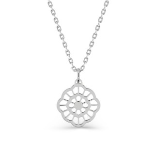 Collar de plata de ley 925 rodiada con colgante floral de fantasía