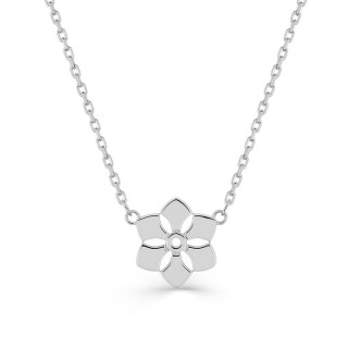 Collar flor de plata de ley 925 rodiada