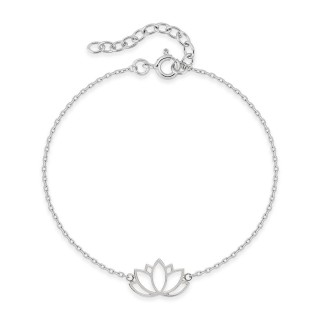 Pulseira em prata de lei 925 ródiada com motivo de flor de lótus