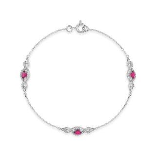 Pulsera flexible de plata de ley 925 con circonitas rosas y motivos repetidos