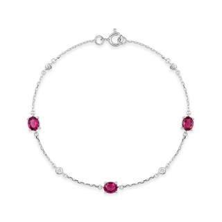 Pulseira em prata de lei 925 ródiada com zircónias vermelhas