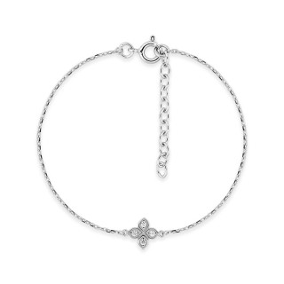 Pulseira em prata de lei 925 ródiada com zircónias em trevo