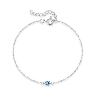 Pulsera de plata de ley 925 rodiada con circonita azul en engaste de garras