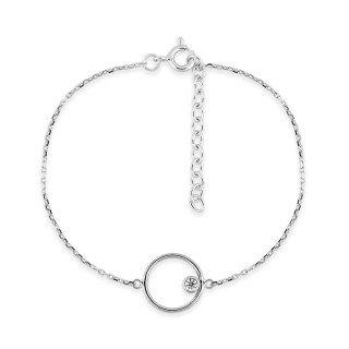Pulsera de plata de ley 925 rodiada con motivo redondo calado y circonita