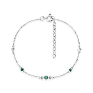 Pulseira em prata de lei 925 ródiada com zircónias redondas brancas e verdes
