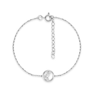 Pulsera de plata de ley 925 rodiada con aro central y circonitas