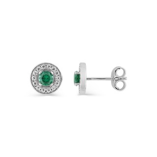 Pendientes de plata de ley 925 rodiada con circonita verde acompañada