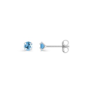 Pendientes redondos de plata de ley 925 rodiada con circonita azul cielo