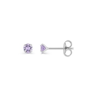 Pendientes redondos de plata de ley 925 rodiada con circonita violeta