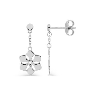 Pendientes colgantes de plata de ley 925 rodiada con flor depurada