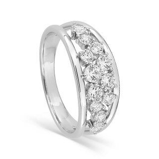 Anillo de doble aro de plata de ley 925 rodiada con 12 circonitas