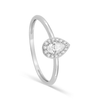 Anillo de plata de ley 925 rodiada con circonita 5x3 mm y halo