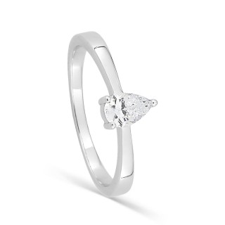 Anillo de plata de ley 925 rodiada con circonita talla pera