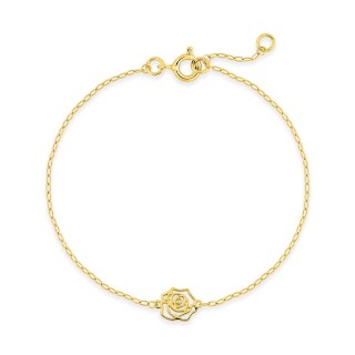 Pulseira em ouro amarelo 18K com rosa vazada