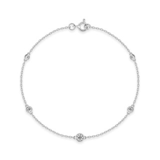Pulseira em prata de lei 925 ródiada com 5 zircónias