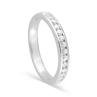 Anillo de engaste carril de plata de ley 925 rodiada con circonitas de 1 mm