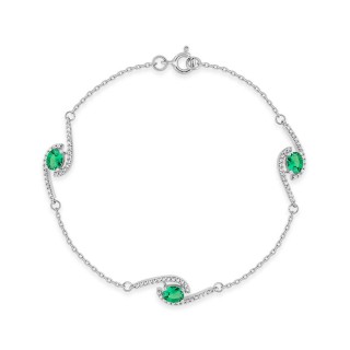 Pulsera de plata de ley 925 rodiada con circonitas verdes