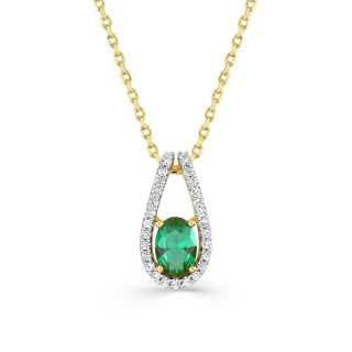 Colar banhado a ouro com zircónia verde