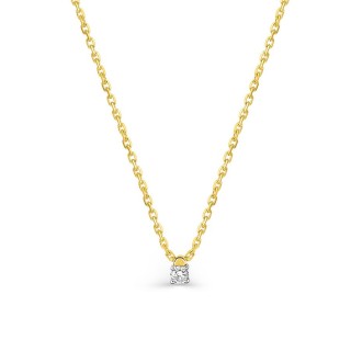 Collar solitario bicolor de oro 18K con diamante 0,04 ct