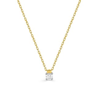 Colar solitário em ouro amarelo 18K com diamante 0,07 ct