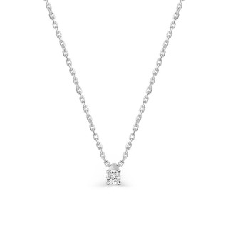 Collar solitario de oro blanco 18K con diamante 0,07 ct