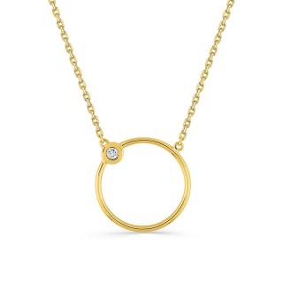 Collar de oro amarillo 18K con diamante 0,01 ct y motivo circular