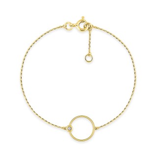Pulsera redonda de oro amarillo 18K con diamante 0,01 ct