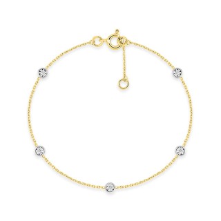 Pulseira de fantasia bicolor em ouro 18K com diamantes 0,07 ct