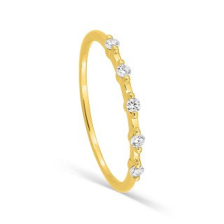 Anillo de oro amarillo 18K con 5 diamantes 0,11 ct